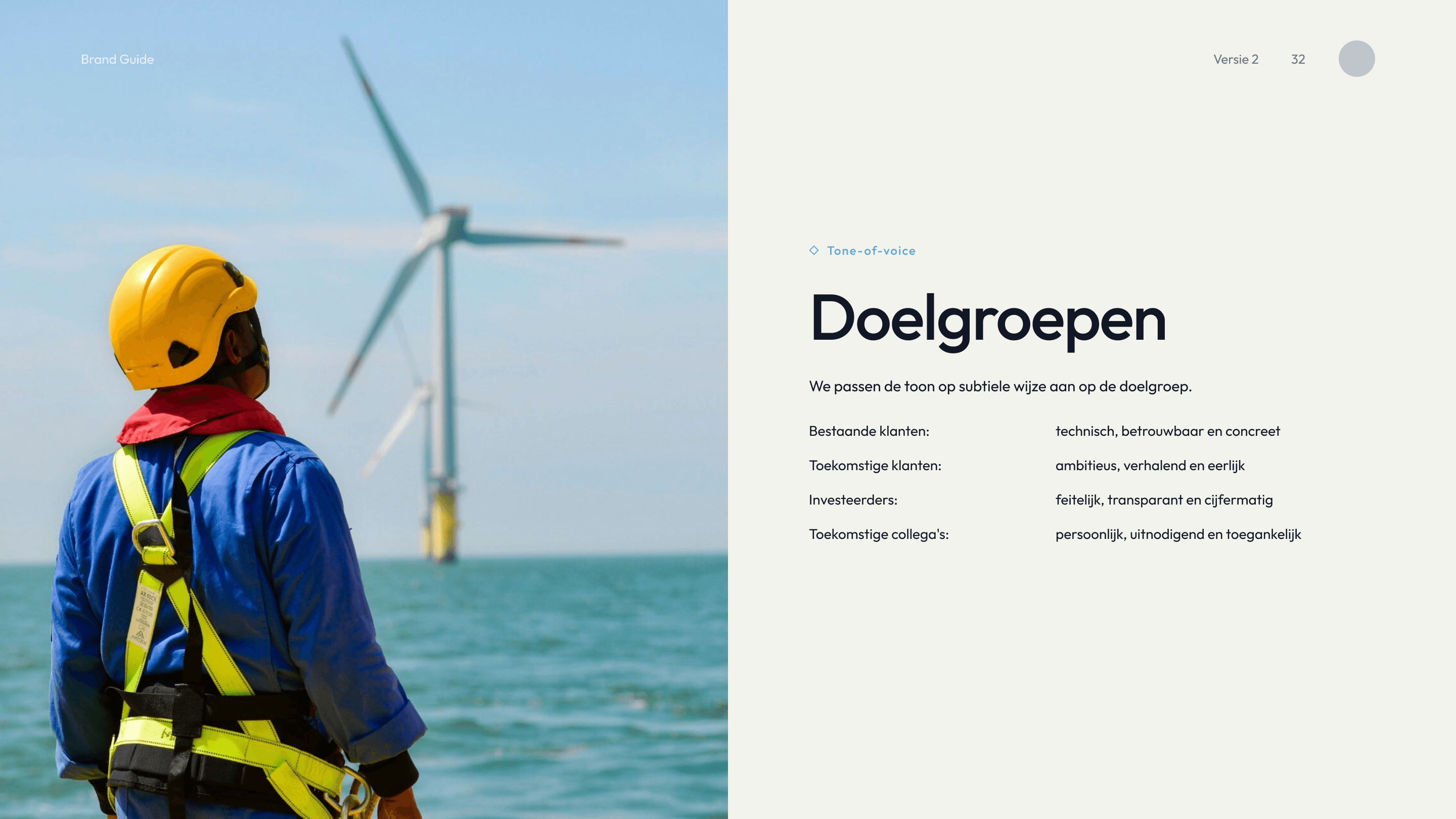 Brand guide pagina 3 — beeldtaal-richtlijnen en fotografie-voorbeelden