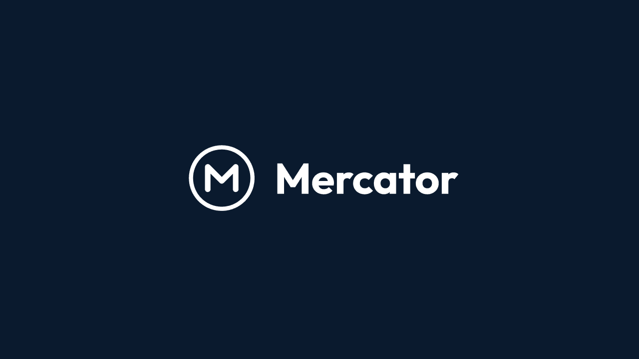 Mercator wordmark op donker